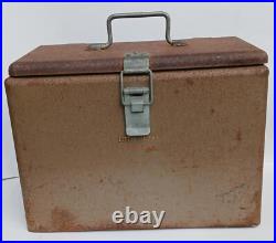 Vintage 1950 Little Brown Chest Karryall Cooler Ice Chest All Metal Nice Patina