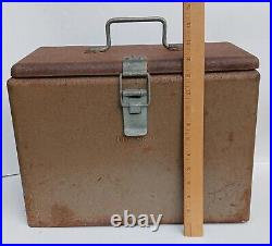 Vintage 1950 Little Brown Chest Karryall Cooler Ice Chest All Metal No Rust Thru