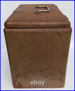 Vintage 1950 Little Brown Chest Karryall Cooler Ice Chest All Metal No Rust Thru