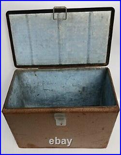 Vintage 1950 Little Brown Chest Karryall Cooler Ice Chest All Metal No Rust Thru