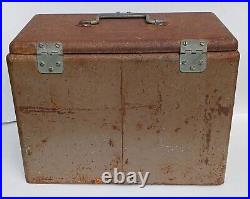 Vintage 1950 Little Brown Chest Karryall Cooler Ice Chest All Metal No Rust Thru