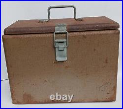 Vintage 1950 Little Brown Chest Karryall Cooler Ice Chest All Metal No Rust Thru