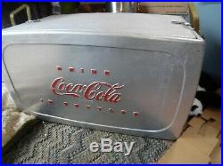 Vintage 1950'S silver metal coca cola coke cooler with handles