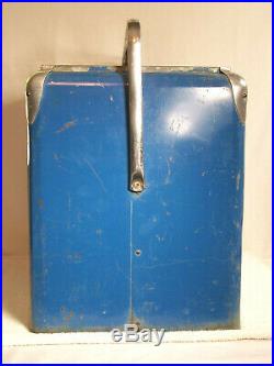 Vintage 1950's Blue DRINK PEPSI COLA Metal Cooler withOpener, Functions Perfectly