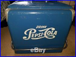 Vintage 1950's Blue Drink Pepsi Cola Metal Cooler SCP