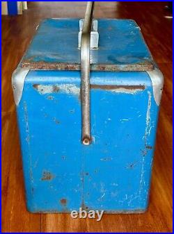 Vintage 1950's Blue PEPSI-COLA Picnic Metal Ice Chest Cooler with Bottle Opener