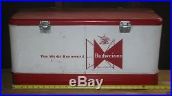 Vintage 1950's Budweiser Beer Metal Cooler Picnic Camping Tailgating Party