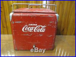 Vintage 1950's COCA COLA RED METAL COOLER Ice Chest Progress Refrigerator Co VGC