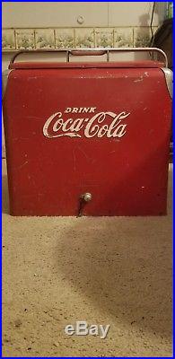 Vintage 1950's COCA COLA Red Metal Coke Cooler Made By Progress Refrigerator Co