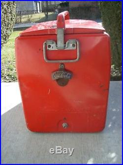 Vintage 1950's Coca-Cola /Coke Cavalier Metal Embossed Picnic Soda Cooler
