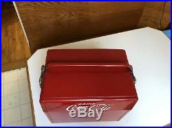 Vintage 1950's Coca Cola Coke Cooler Metal Red with Sandwich Tray