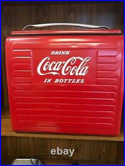 Vintage 1950's Coca Cola Metal Junior Picnic Cooler. PRICE REDUCED