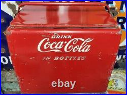 Vintage 1950's Coca Cola in Bottles Metal Cooler Cavalier with Bottle Opener
