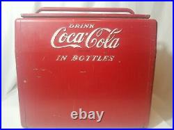 Vintage 1950's Coca Cola in Bottles Metal Cooler Product of Cavalier, 18x16x13