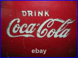 Vintage 1950's Coca-cola Metal Cooler Ice Chest With Opener And Drain Spout