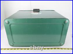 Vintage 1950's Coleman Cooler Ice Chest Green Metal w Original Tag & Can Opener