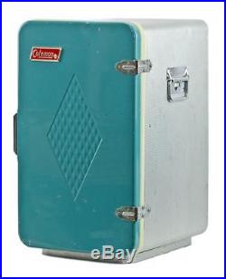 Vintage 1950's Diamond COLEMAN Robin Egg Blue Upright Aluminum Cooler with inserts