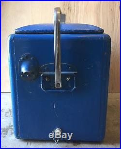 Vintage 1950's Drink COCA COLA Blue Metal Cooler Progress Refrigerator Co