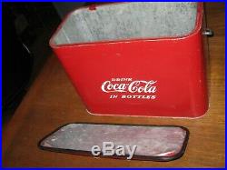 Vintage 1950's Drink Coca Cola Bottles Coke Metal Cooler Progress Refrig Co
