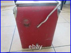 Vintage 1950's Drink Coca-Cola Coca-Cola Red Metal Cooler Ice Chest with Tray