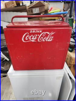 Vintage 1950's Drink Coca Cola Red Metal Cooler