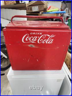 Vintage 1950's Drink Coca Cola Red Metal Cooler