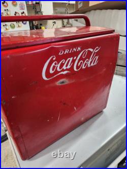 Vintage 1950's Drink Coca Cola Red Metal Cooler