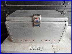 Vintage 1950's Drink Pepsi Cola Aluminum Cooler Ice Box Chest Metal Retro