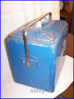 Vintage 1950's'Drink Pepsi Cola' Blue Metal Cooler (Complete)