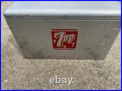 Vintage 1950's Embossed 7Up Aluminum Metal Cooler Ice Chest
