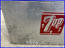 Vintage 1950's Embossed 7Up Aluminum Metal Cooler Ice Chest