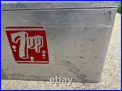 Vintage 1950's Embossed 7Up Aluminum Metal Cooler Ice Chest
