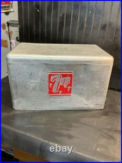 Vintage 1950's Embossed 7Up Aluminum Metal Cooler Ice Chest 22x13x13