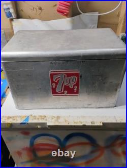 Vintage 1950's Embossed 7Up Aluminum Metal Cooler Ice Chest 22x13x13