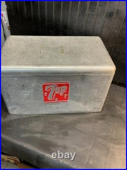 Vintage 1950's Embossed 7Up Aluminum Metal Cooler Ice Chest 22x13x13