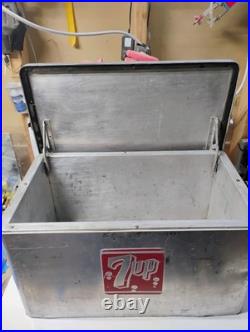Vintage 1950's Embossed 7Up Aluminum Metal Cooler Ice Chest 22x13x13