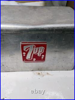 Vintage 1950's Embossed 7Up Aluminum Metal Cooler Ice Chest 22x13x13