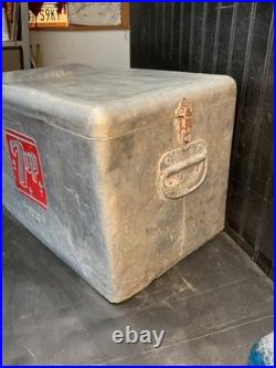 Vintage 1950's Embossed 7Up Aluminum Metal Cooler Ice Chest 22x13x13