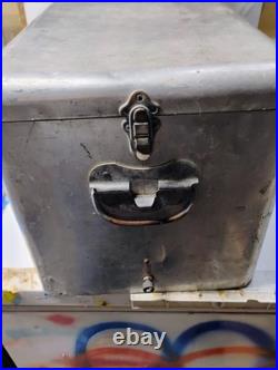 Vintage 1950's Embossed 7Up Aluminum Metal Cooler Ice Chest 22x13x13