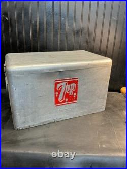 Vintage 1950's Embossed 7Up Aluminum Metal Cooler Ice Chest 22x13x13