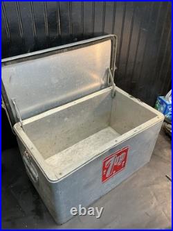 Vintage 1950's Embossed 7Up Aluminum Metal Cooler Ice Chest 22x13x13