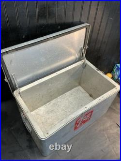 Vintage 1950's Embossed 7Up Aluminum Metal Cooler Ice Chest 22x13x13