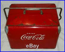 Vintage 1950's Embossed Metal Coca-Cola Picnic Cooler