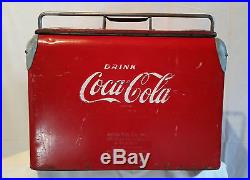 Vintage 1950's Embossed Metal Coca-Cola Picnic Cooler