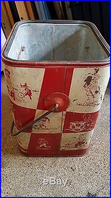 Vintage 1950's Magikooler Leisure Chest Ice Box Cooler Insert & 2 Sta Cold Tins
