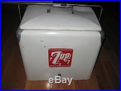 Vintage 1950's Metal 7 UP Cooler by Progress Refrigerator Co withBottle Opener