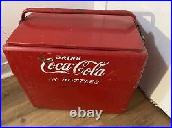 Vintage 1950's Metal Coca Cola Cooler with Handle