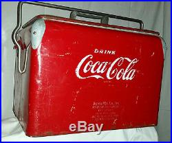 Vintage 1950's Metal Coca-Cola Ice Box Cooler Embossed AMC, Coke Soda