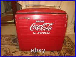Vintage 1950's Metal Coca Cola Picnic Cooler WithTray