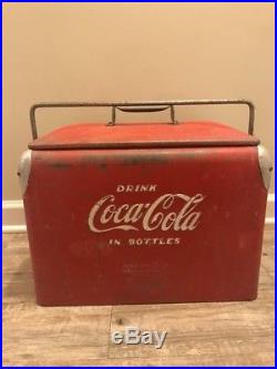 Vintage 1950's Original COCA COLA Metal COOLER withBottle Opener Made in USA